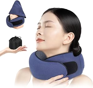 [Hankins]ネックピロー 首枕 飛行機 低反発 【隠れる眼帯付き】サイズ調整可能