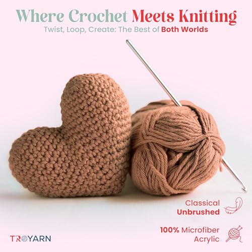 Image of Yarn for Crocheting & Knitting - 2 Skeins (2x383 Yds) (105261 - Russet Brown) - 100% Microfiber Acrylic for Craft Projects