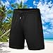 Men Mesh Basketball Shorts, Breathable Athletic Short with Pockets, Quick Dry Training Bermudas for Gym and Running Black