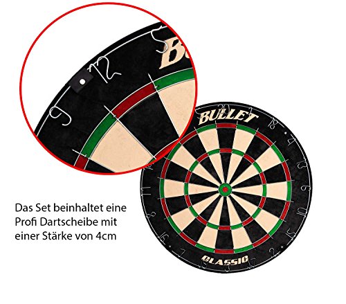 Bullet - Großes Dart-Turnierset - Inklusive Dartscheibe, 6 Steeldarts, Eva Surround Ring, Werfen – Bild 4