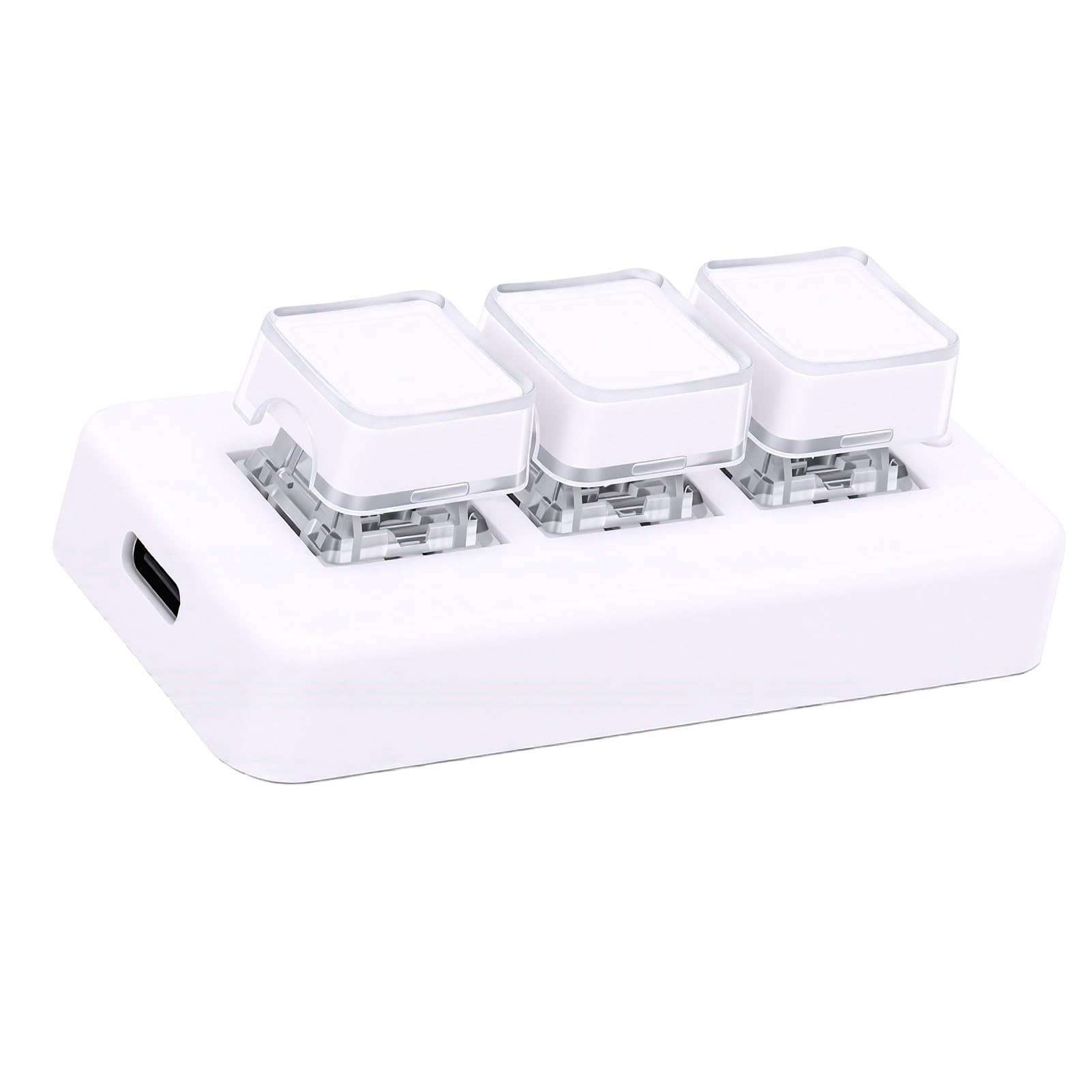 Bewinner Tastierino Meccanico a 3 Tasti Tastierino di Scelta Rapida Personalizzabile per Uso Universale su Computer con modalità Cablata e Bluetooth (WHITE)