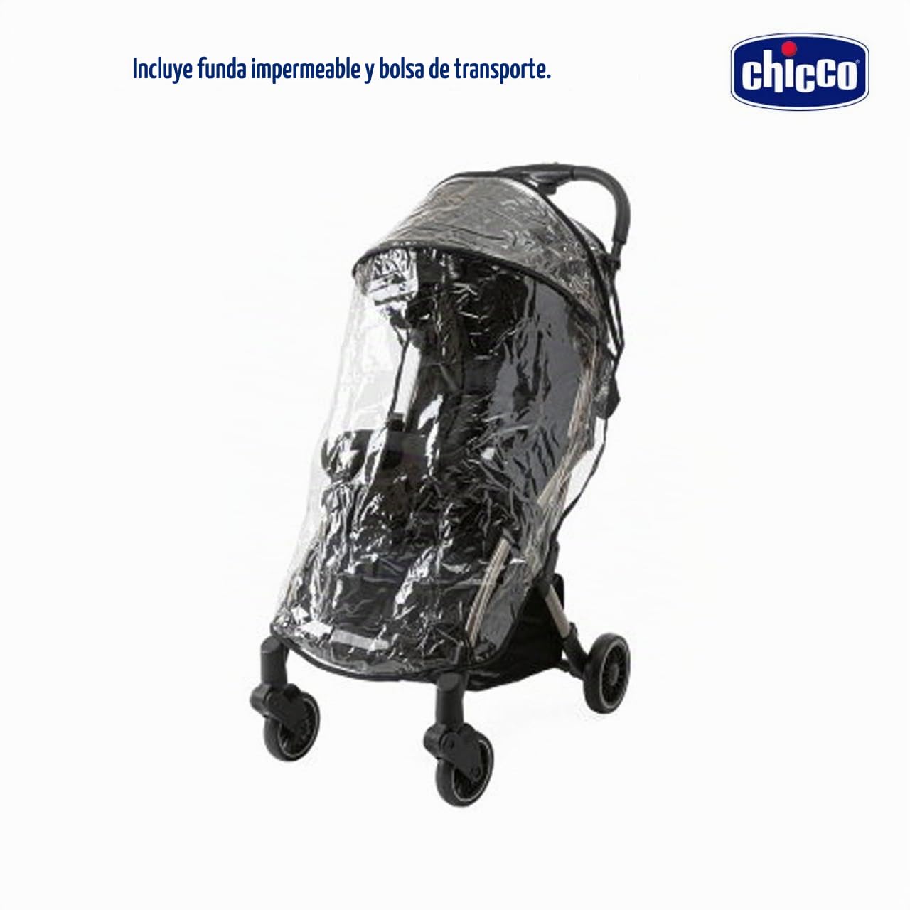 Chicco Silla Paseo Bebé Cheerio, Cochecito 0 Meses a 15 kg Ligero, Compacto, Plegable, Reclinable con Posición para Dormir, Cierre Automático en 1 Movimiento, Capota para Lluvia, Color Negro, 1 Unidad