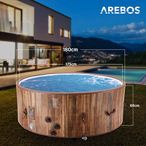 Arebos Whirlpool | opblaasbaar | binnen en buiten | 7 personen | dropstittch | 130 massagejets | met verwarming | 1120… - Image 7