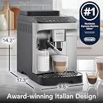 De'Longhi Magnifica Evo Machine à Espresso & Café Automatique avec Mousseur à Lait Automatique, Moulin Intégré & Fonction Auto-Nettoyage - Pour Latte, Cappuccino, Americano, Café Froid, ECAM29084SB, Argent