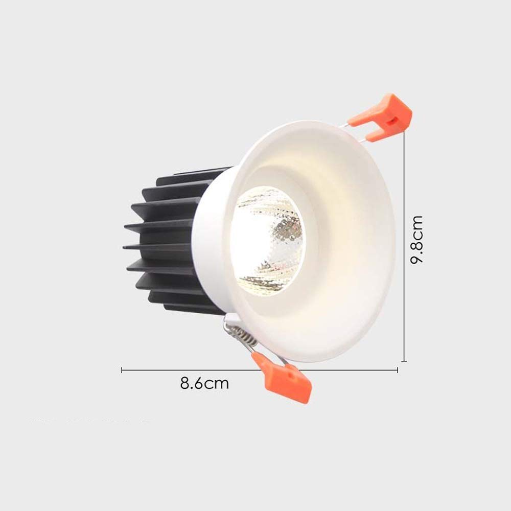 Foco LED empotrable Moderno Redondo de 10 W, Panel de luz LED para Techo, lámpara de Foco COB, luminaria empotrable de Aluminio para decoración Comercial, Ideal para en,Blanc-3000K