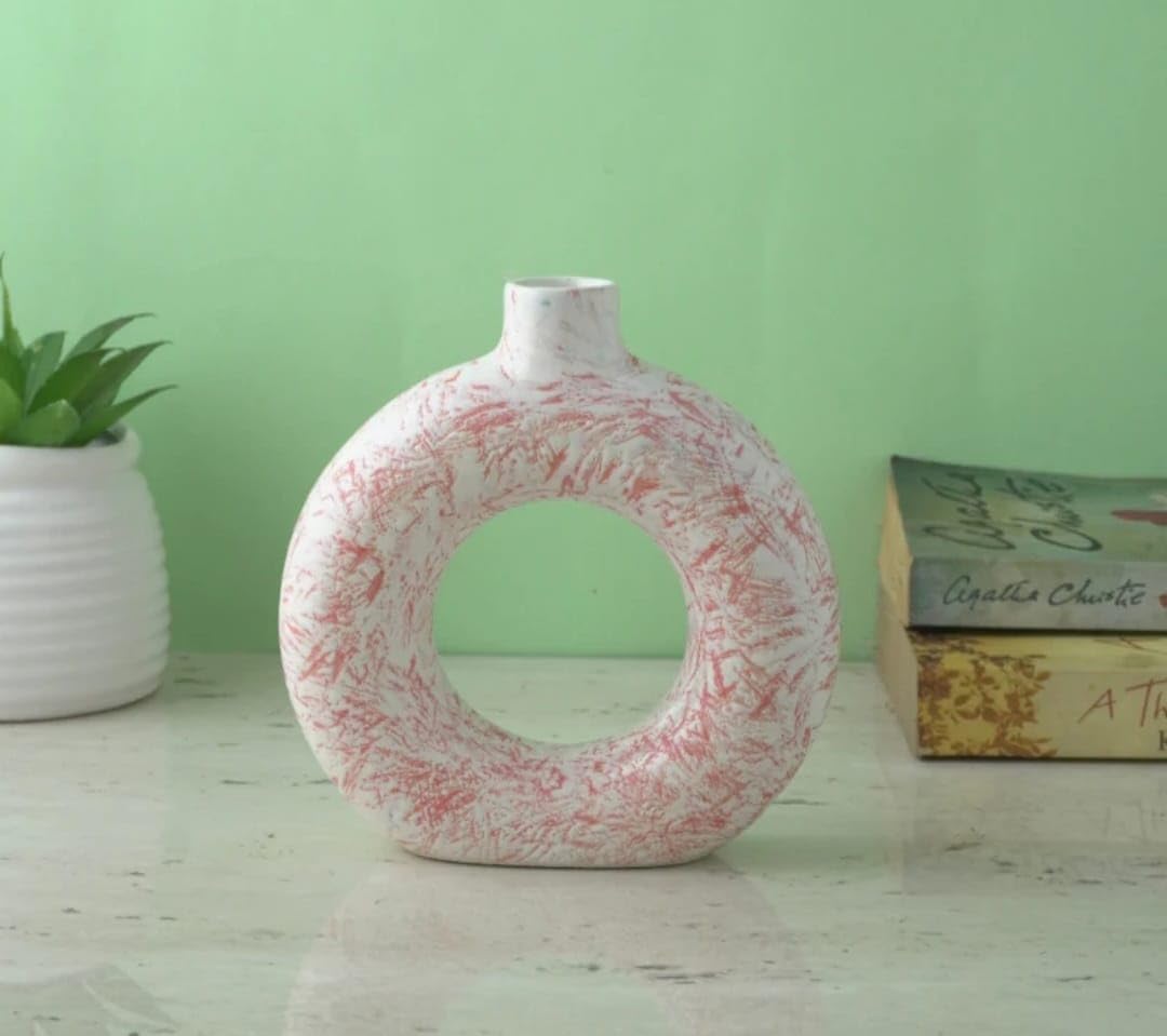 JASSI Sandhu Arts. Donut VASE. | Ceramic Donut VASE| | Ceramic Donut vase for Home| Small Size | Round Shape|