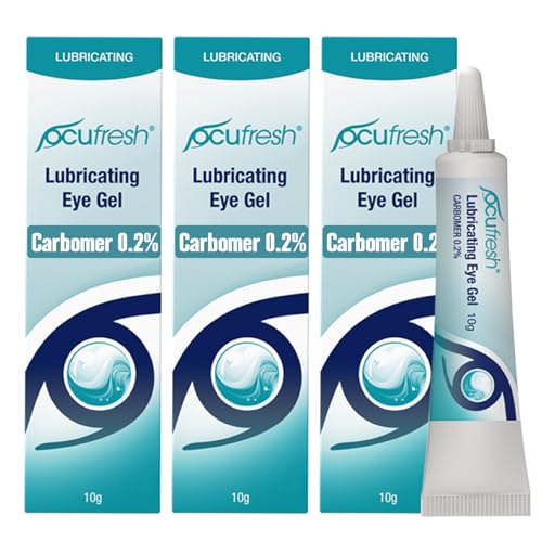Ocufresh CARBOMER 0.2% Lubricating Eye Gel for Dry Tired Eyes - Intensive Lubrication & Moisturising Formulation for Daily Eye Care Routine - Immediate Eye Hydration & Night Relief | 3 x10g Pack