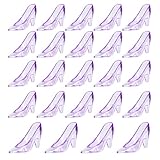 ZYFLSQ 24 Pieces Mini Plastic Cinderella Slippers 3.5 Inch Glass Heels Princess for Wedding Birthday Party Table Favors Decoration (Purple)