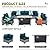 Lviden 7 Pieces Wicker Patio Furniture Set Rattan Outdoor Sectional Conversation Sofa Set with Fire Pit Table Non-Slip Cushions and Furniture Cover, Peacock Blue
