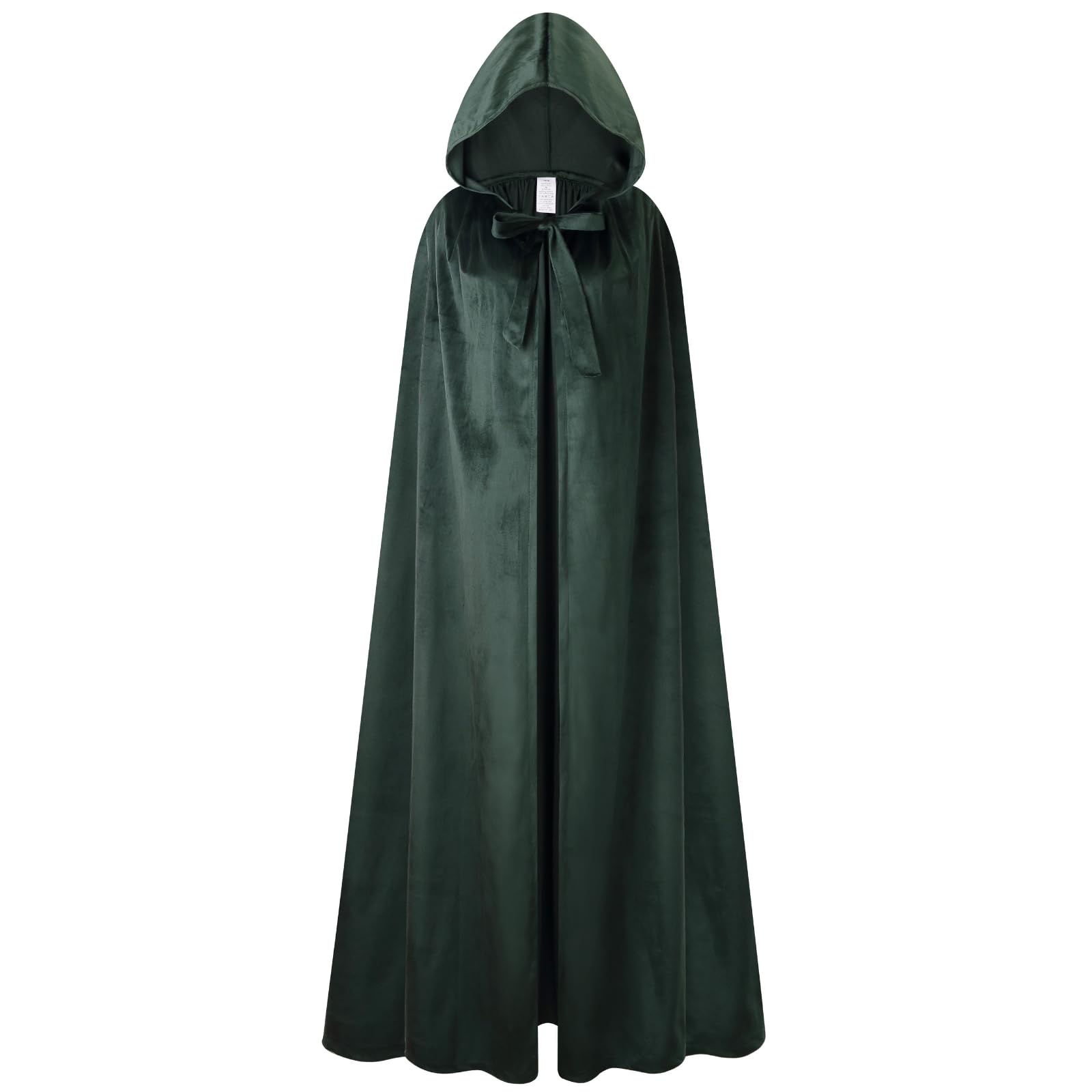 DELIVESS Adult Velvet Hooded Cloak Medieval Renaissance Cape for Halloween Cosplay Party Carnival Parade Costume(Green,51"