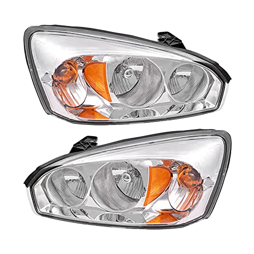 APSVE Headlight Replacement compatible with 2004-2007 Chevy Malibu Maxx | 2008 Malibu Classic Driver and Passenger Side, Chrome Housing