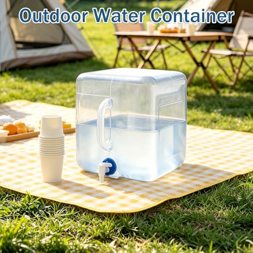 2 Pack Contenedor de Agua Plegable de 5.3 Galones Libre de BPA con Grifo y Gancho miniatura 7