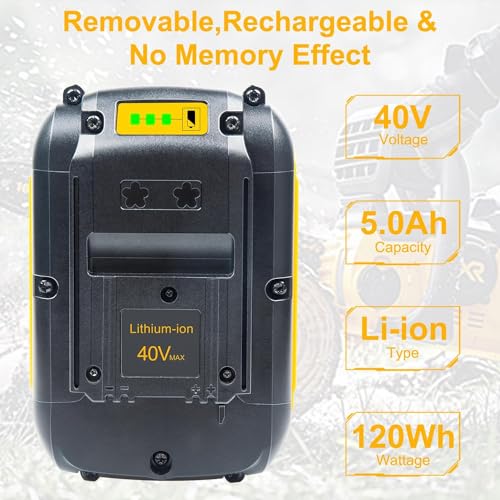 Image of DTK DCB406 Battery Replacement for Dewalt 40V Battery 5.0AH Compatible with DCB404 DCB406 DCB407 DCB114 40V MAX Tools Battery