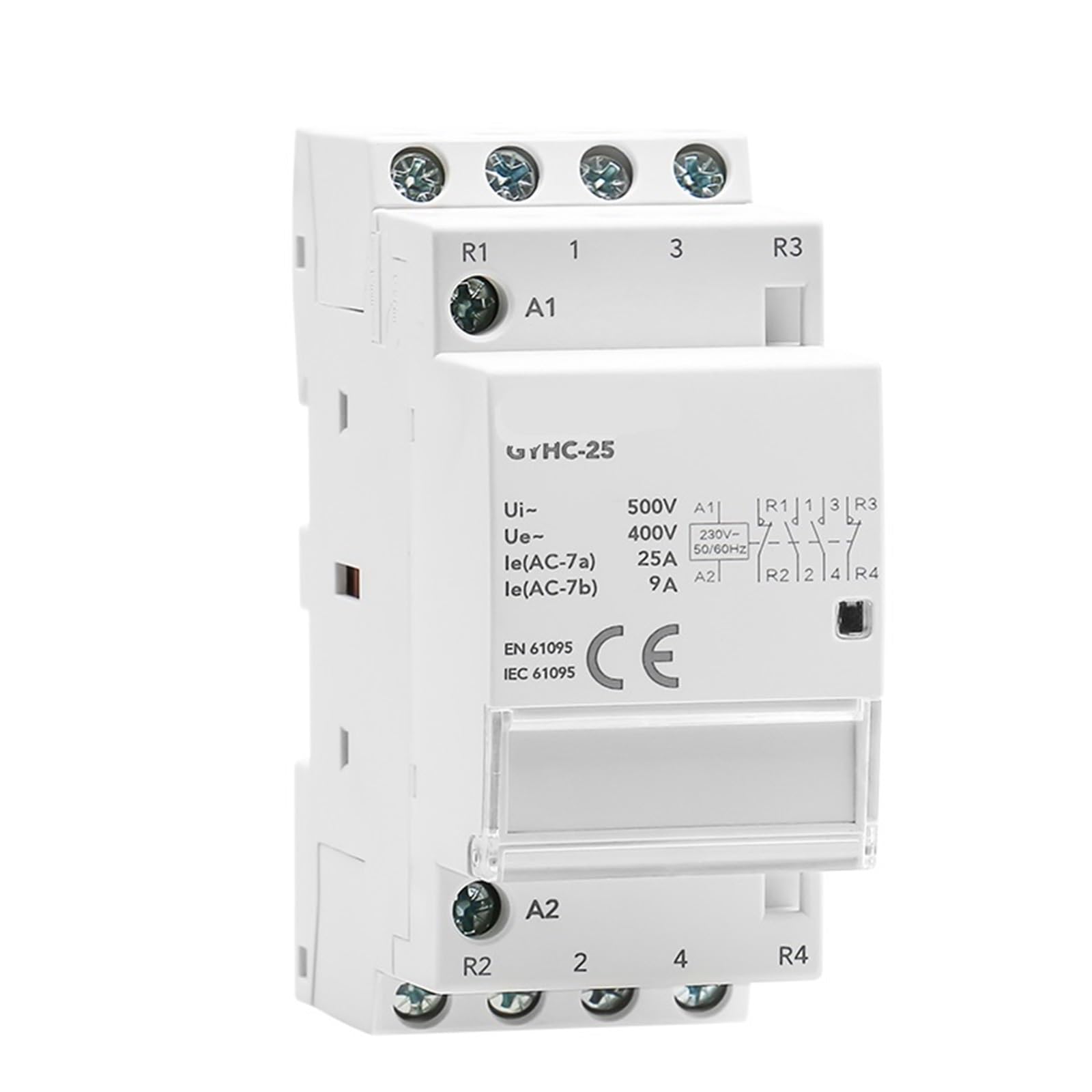 Contacteur modulaire rail 4 pôles 25A de haute précision pour armoire électrique
