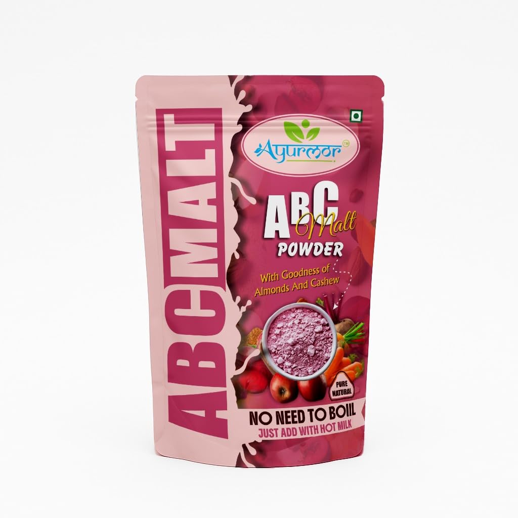 Ayurmor ABC Latte Mix Malt Powder | Apple, Beetroot, Carrot | No Preservatives | No Refined Sugar | Ready-to-Mix | Added Native Indian Herbs - 50gms