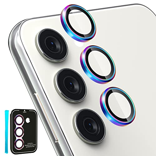 CloudValley Protection Lentille pour Samsung Galaxy S23 / S23+ 5G, [3+2 Pièces] Caméra Arrière Protecteur Résistant aux Rayures, Verre Trempé 9H Film D'écran Repousse l'Empreinte, Coloré Cover