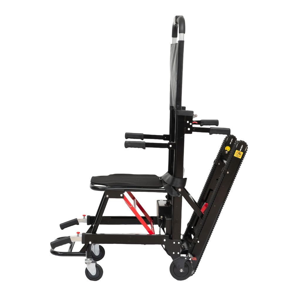 Montascale elettrici Portatili per la casa | capacità di carico di 175 kg | Sedia montascale cingolata | Carrello saliscale Elettrico 2 in 1 | Uso Interno/Esterno,Nero