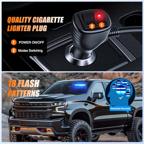 Image of Nilight 8LED Blue Traffic Advisor Strobe Light Bar Hazard Safety