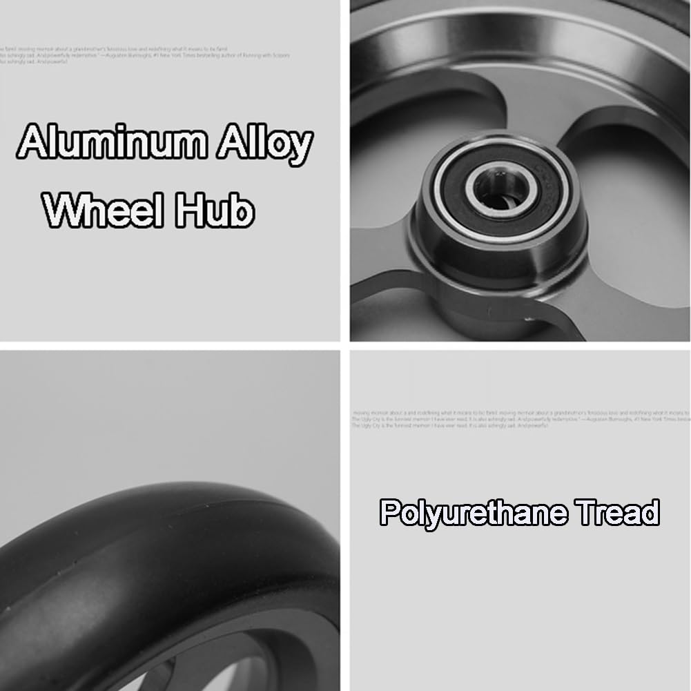 Koła przednie zamienne do wózków inwalidzkich, chodzików, 5-calowe opony pełne antypoślizgowe z piastą koła ze stopu aluminium i łożyskami 8 mm(Rouge)
