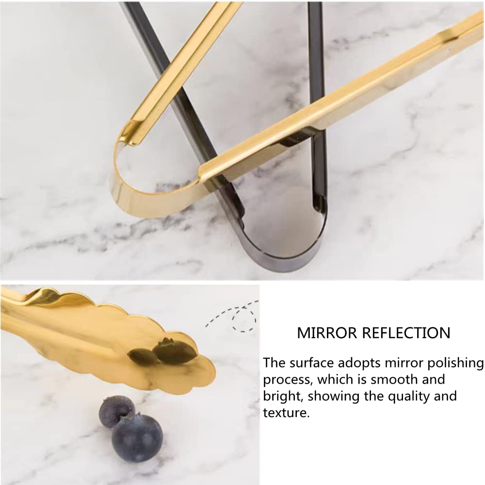 Set 2 Pinze Da Portata In Acciaio Inox Oro 22,9 Cm - Antiscivolo, Multiuso Per Buffet, BBQ, Pane E Insalata