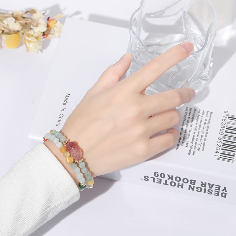 14K Gold Crystal Pearl Bracelet, Crystal Jade Stacked Bracelet, Birthday Gift for Mother, Wife, Girlfriend, Mother's Day Gift3