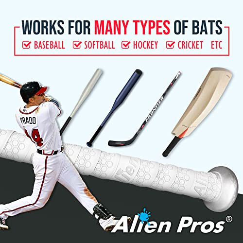 Image of ALIEN PROS Bat Grip Tape for Baseball 1.1 MM (2 Pack, Black & Grey) - Precut and Pro Quality Bat Tape - Wrap Your Bat for an Epic Home Run - Replacement for Old Baseball bat Grip