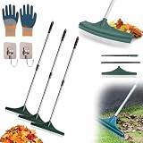 Multi-Purpose Lawn & Carpet Grooming Rake, 2-in-1 Artificial Grass Brush & Turf Dethatcher, Sturdy Tines & Adjustable Handle to Groom Carpets, Gather Leaves & Pet Hair (3 pcs)