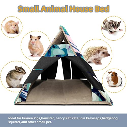 Guinea Pig House Bed, Rabbit Large Hideout, Small Animals Nest Hamster Cage Habitats Tropical Flower Pattern #TOP3
