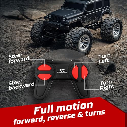 Image of Lifelong Cuppy Off Roader Remote Control Car for Kids | 4x4 Offroad Monster Car for Kids | Anti-Skid Remote Toy Car | Gifts for Boys 8-12 | Type C Chargeable RC Car 4x4 Off Roader (Black, LLCORC03)