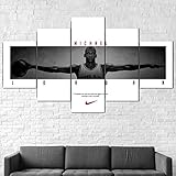 hgjfg Bilder Wandbild 150x80cm Leinwandbild 5 TLG Kunstdruck Michael Jordan Zitat Basketball modern Wandbilder XXL Wanddekoration Design Wandkunst 5 Stücke Leinwand Wohnzimmer Dekoration