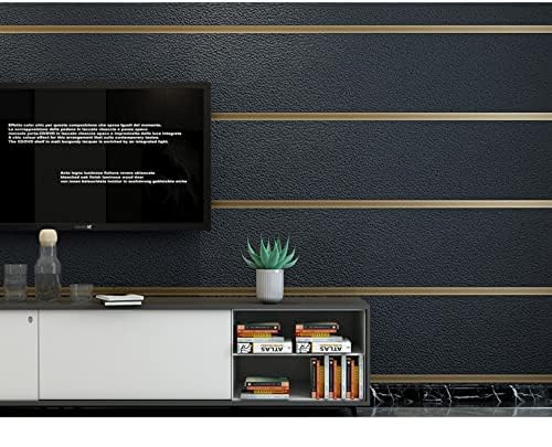 mwpqbd Upgraded Deerskin Velvet High-end Modern Minimalist 3D Wallpaper Plain Non-Woven Living Room Bedroom TV Background Wall Paper 20.8 '* 393.7'Non Peel and Stick Wallpaper (Black/107) - Image 3