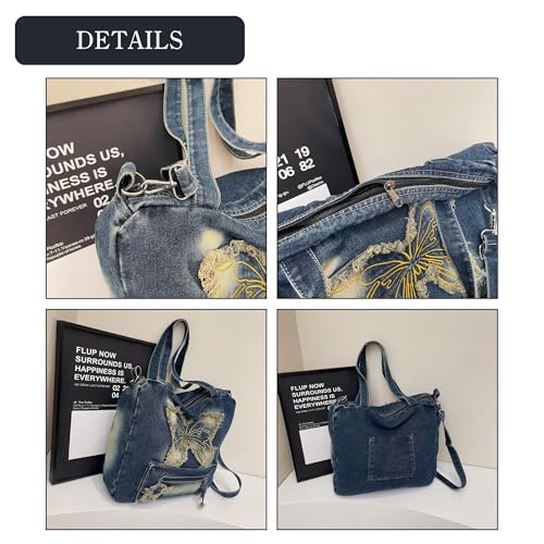 Bolso Tote Denim Retro Y2K con Gran Capacidad miniatura 6