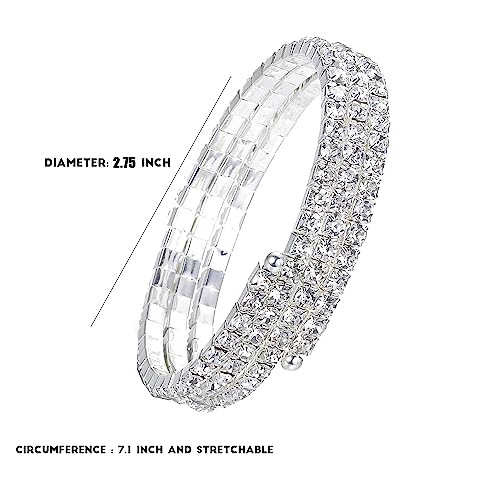 Jojomina Rhinestone Arm Cuff Jewelry for Women Multilayer Arm Bracelet Upper Arm Jewelry Crystal Silver Prom Bridal Bangle for Party Bride Wedding3