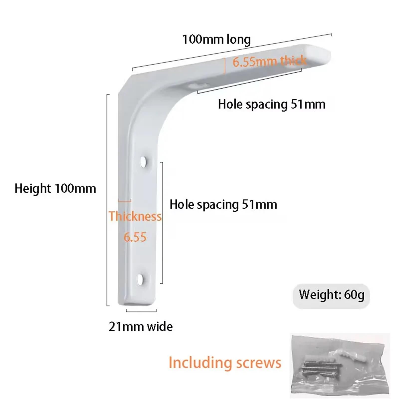 Escuadras Metalicas Estantes flotantes de pared en blanco y negro acero inoxidable con soporte herrajes for el hogar(White-A,8pcs)