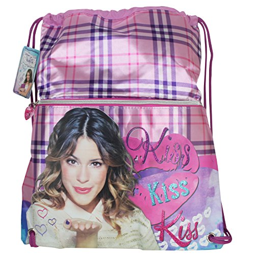 SACCA VIOLETTA Disney Zaino borsa a sacco KISS con Tasca frontale 41x34