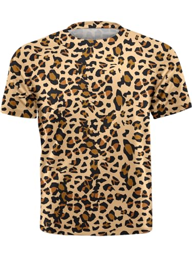 WeWrsyi Men's Leopard Printed Shirt Funny Short Sleeve T-Shirt