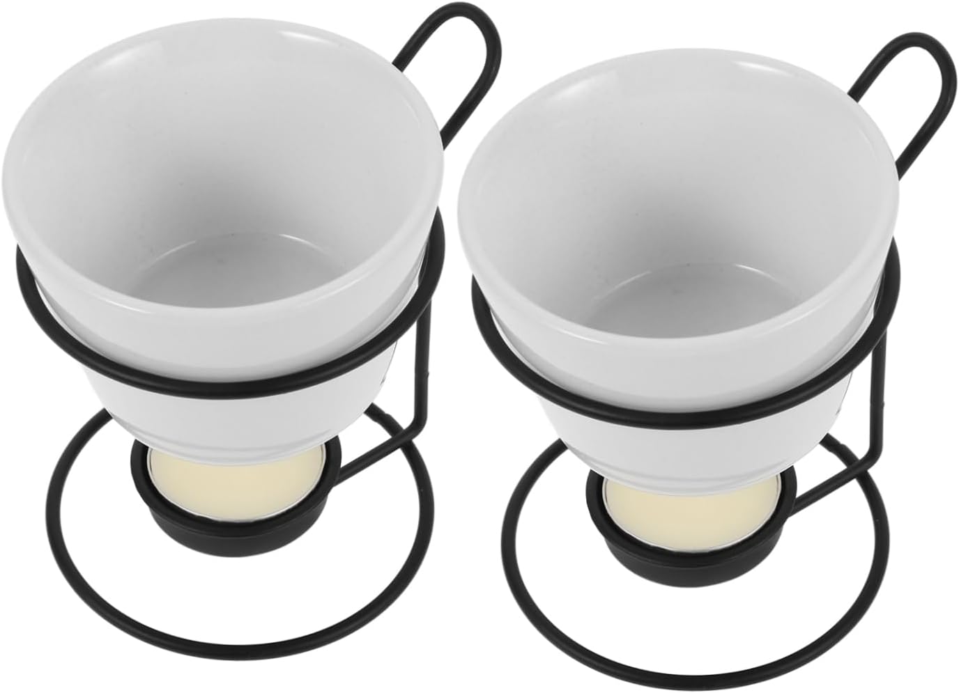 IMIKEYA 2sets Ceramic Butter Cheese Warmers Melting Pot for Chocolate Fondue Multi-functional Butter Ceramic Warmer Iron Stand