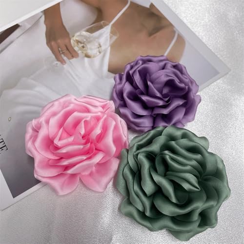 Image of Dainty Peony Rose Flower Brooches Lapel Pins Delicate Elegant Fabric Flowers Brooch Pin for Women Flower Corsage for Wedding Party Accessories Jewelry Gifts100mm