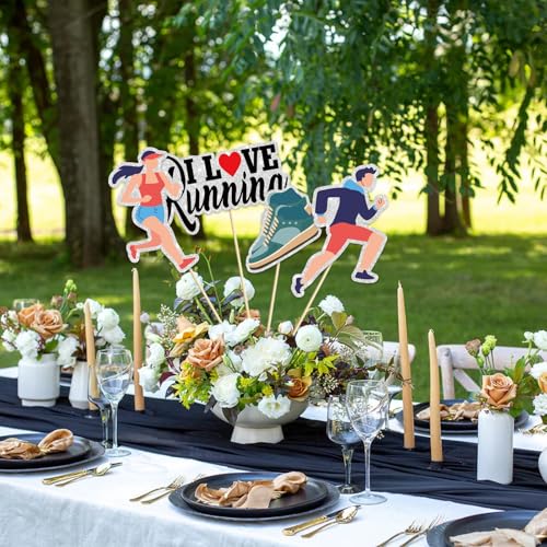 Image of Set of 16 Running Theme Centerpiece Sticks - Track, Cross Country or Marathon Party Centerpiece Table Toppers - Sports Theme Decoration Supplies