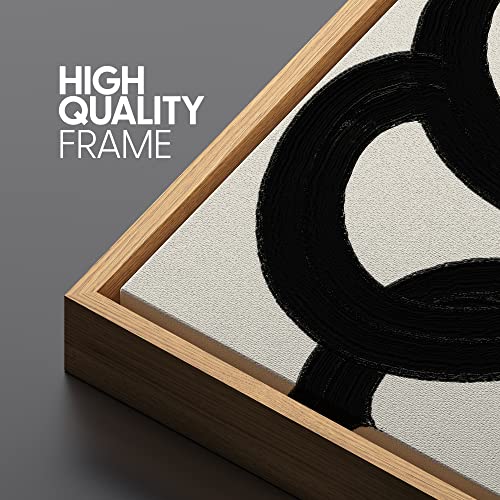 SIGNLEADER Framed Canvas Print Wall Art Set Duotone Minimal Dark Brush Stroke Landscape Abstract Shapes Illustrations Modern Art Boho Decorative for Living Room, Bedroom, Office - 16"x24"x3 NATURAL - Image 5