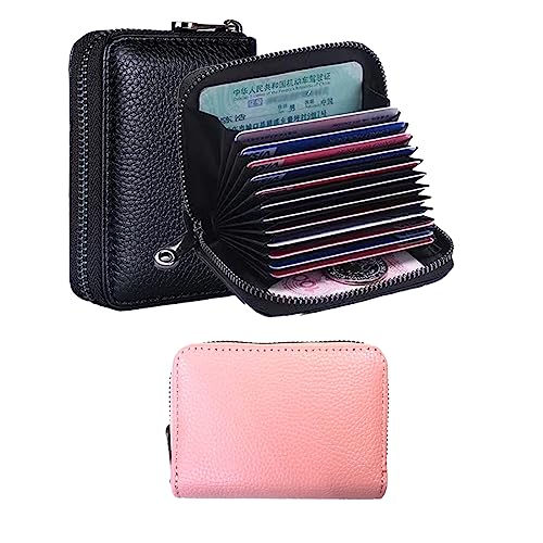 SJBAUTYO Porta Carte di Credito in Pelle con Cerniera