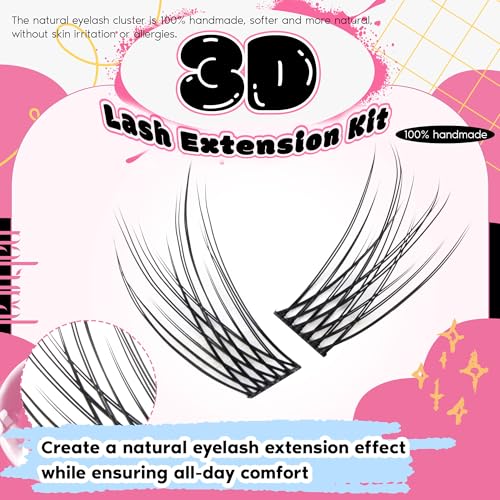 Image of FANXITON Lash Clusters Kit Wispy Lashes Clusters Kit Natural C Lash Extensions Kit 280 Pcs Eyelash Clusters Kit with Lash Bond and Seal Tweezers Individual Lashes Kit