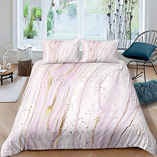 Colcha Cama 150 Lila Dorado Blanco Fundas Nordicas Suaves Lujosa Juego de Ropa de Cama Reversible,3 Piezas, 1 Modernas Funda Nordica 150x200cm con Cremallera y 2 Funda Almohada 50x75cm