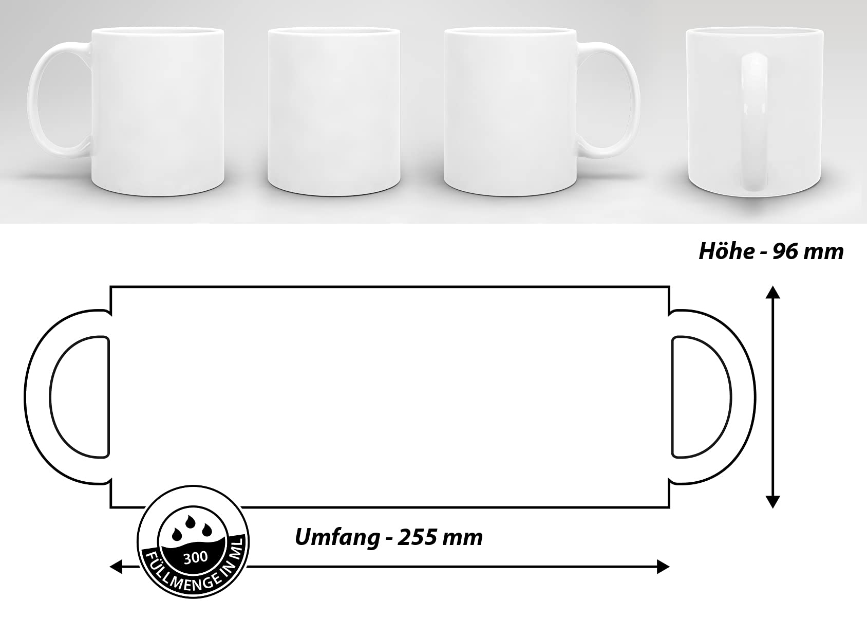 Tassendruck Sublimationstassen ohne Druck aus hochwertiger Keramik - Einzeln oder im Set - 72er Set Weiß, 300ml