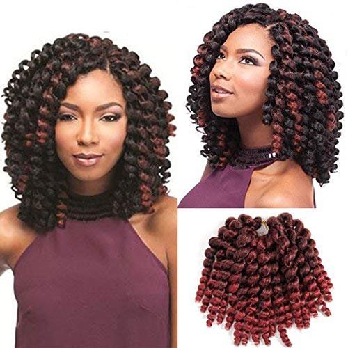 8 inch 5 packs Wand Curl 2X Synthetic Braiding Hair Crochet 22 roots/1pack Jamaican Bounce Synthetic Hair Extension 65g (8inch5pack, tbug)