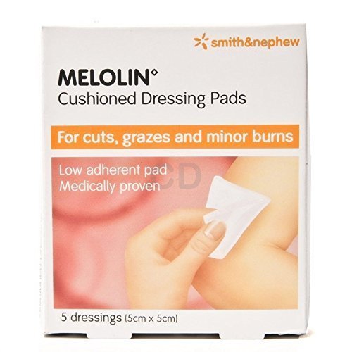 Melolin Cushioned Dressing Pads Adherent Pad Cut First Aid 5 Dressings 5cmx5cm (Pack of 1)