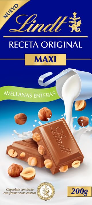 Lindt Leche Avellanas Chocolate con Leche, cremoso, crujiente, chocolate Lindt, tableta de chocolate, 200 g