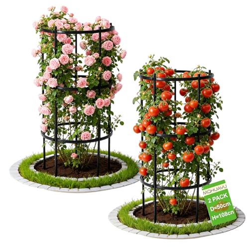 Tuteur pour Jardin 108 cm, pour Tomates Ø 50 cm, Treillis Métallique Inoxydable pour Plantes Grimpantes (Tuteur pour Jardin （2Piece）)