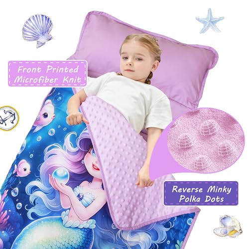 Image of Lasoftan Toddler Nap Mat with Pillow and Blanket, Extra Large Rolled Napping Mats,Slumber Bags for Boys Girls,Kids Sleeping Bag for Daycare, Preschool Travel Camping