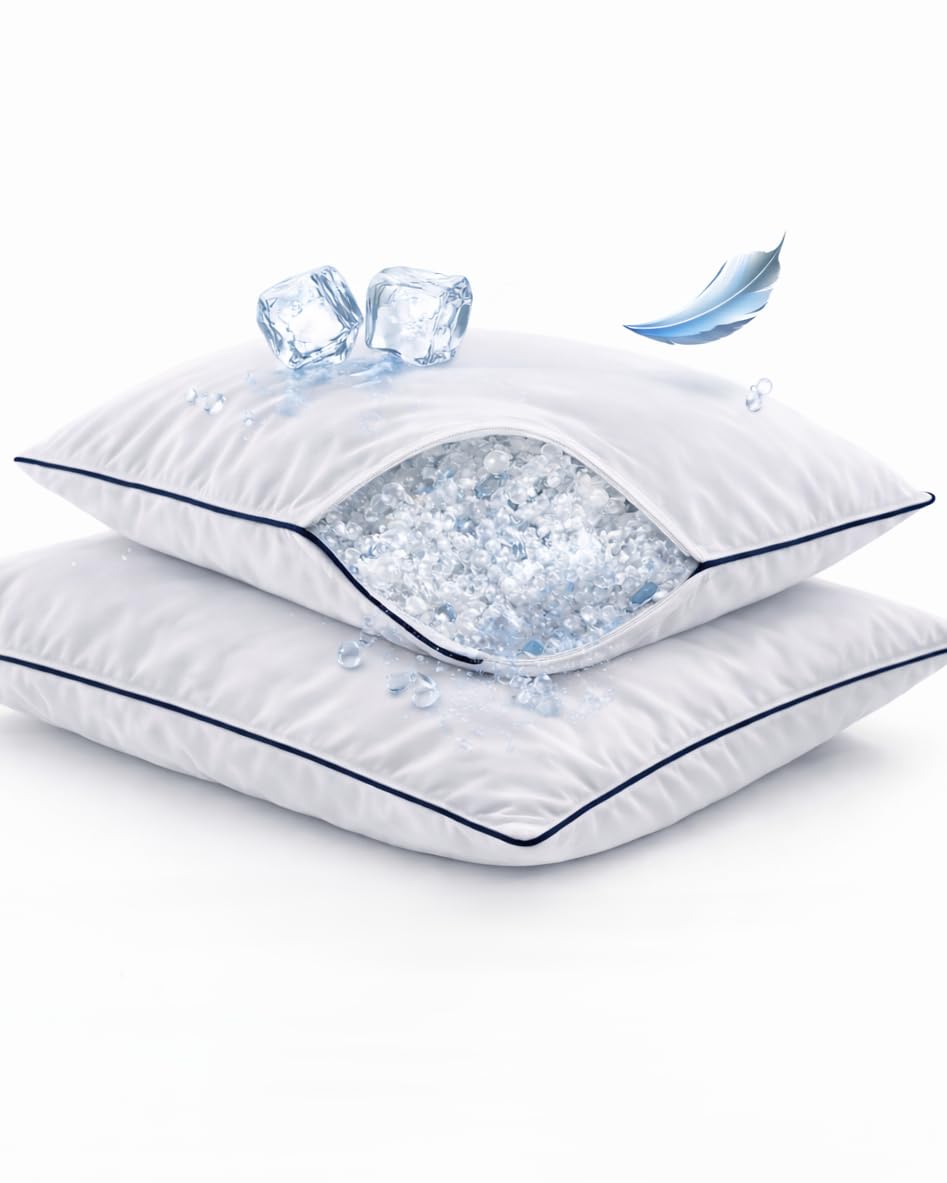 ELY PARKER Almohada contra el dolor de cuello Nano Gel calidad hotel 50 x 70 cm, apto para alérgicos, alternativa, 100% algodón, lavable (2 unidades)